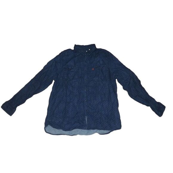 Levi's Button Up Shirt Men Sz‎ XL All Over Print Long Sleeve Blue - Picture 1 of 8
